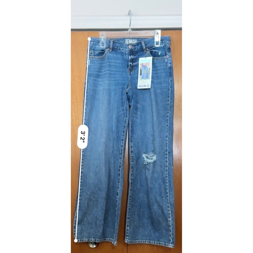 NWT RE:WASH Jeans Women Classic Rise A Line Wide Leg Distressed Versatile Sz5/27 - Picture 7 of 12